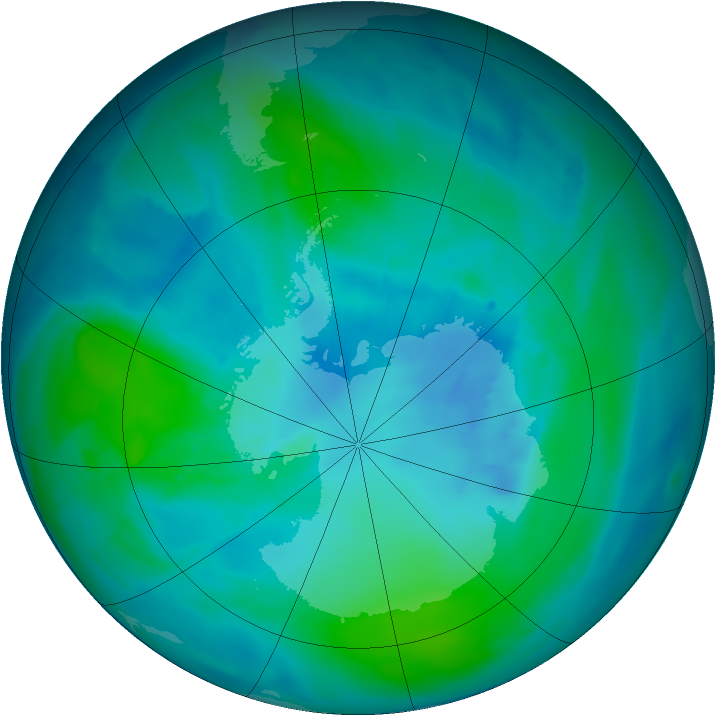 Antarctic ozone map for 18 February 2015